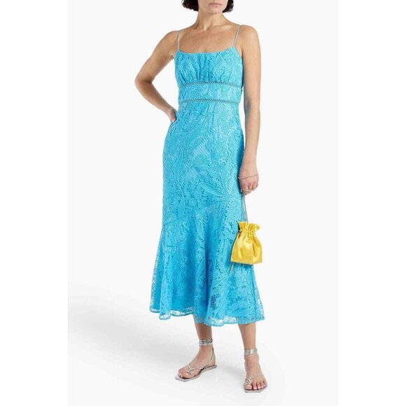ML MONIQUE LHUILLIER Fluted guipure lace midi dress - Picture 1 of 2
